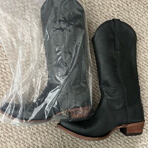 Black Leather Cowboy Boots